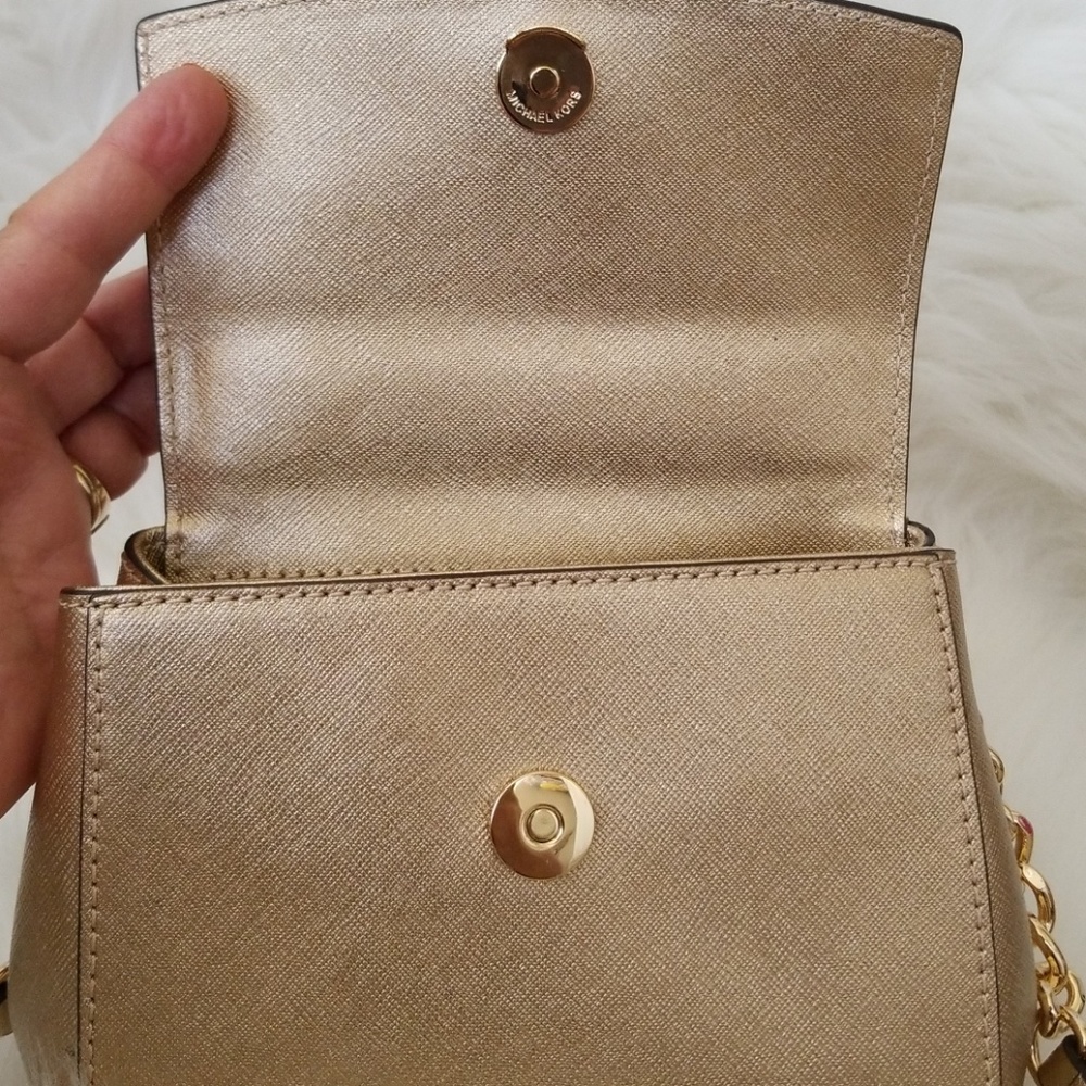 Michael Kors Gold Studded Crossbody Handbag - Picture 6 of 8